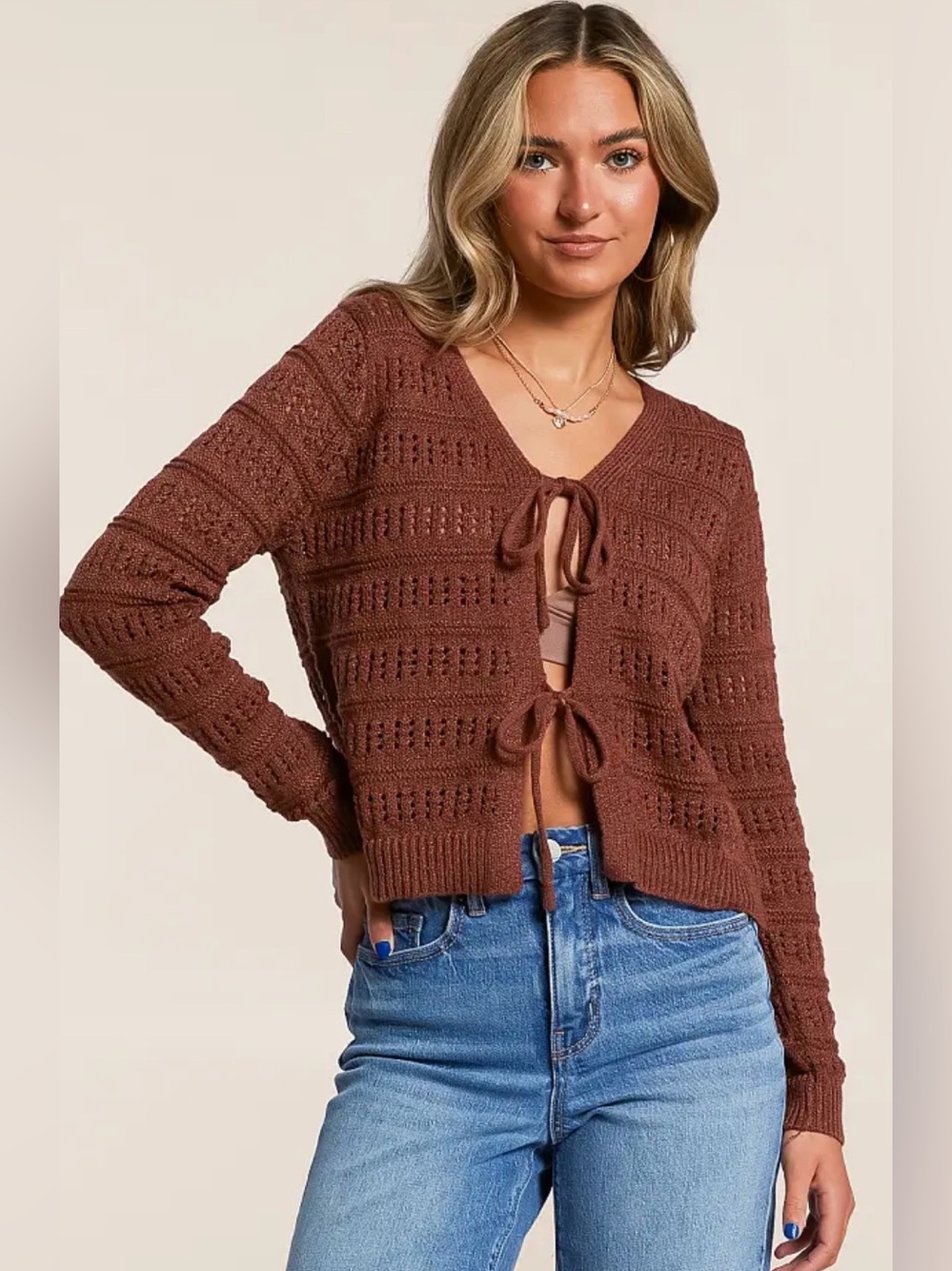 Willow & Root Women’s Front Tie Cardigan Sweater